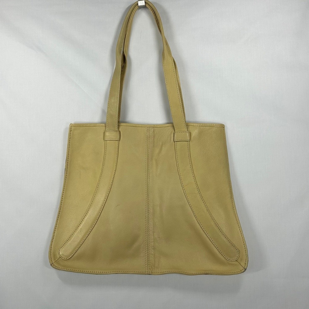 Vintage Butter Yellow Genuine Leather Tote Bag – Y2K Minimalist Shoulder Bag